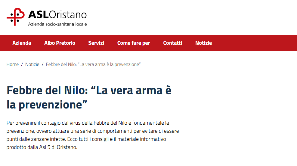 Visualizza la notizia: Febbre del Nilo: la vera arma è la prevenzione